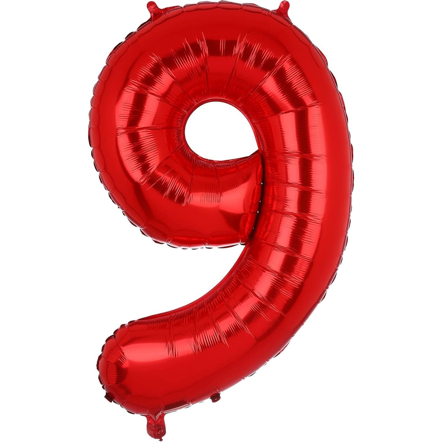 Balon din Folie Metalizata Klevo, Figurina Cifra, Tema Aniversare 100 cm, Ambalaj Individual, Pai inclus, Umflare cu Aer sau Heliu, Rosu, Cifra 9