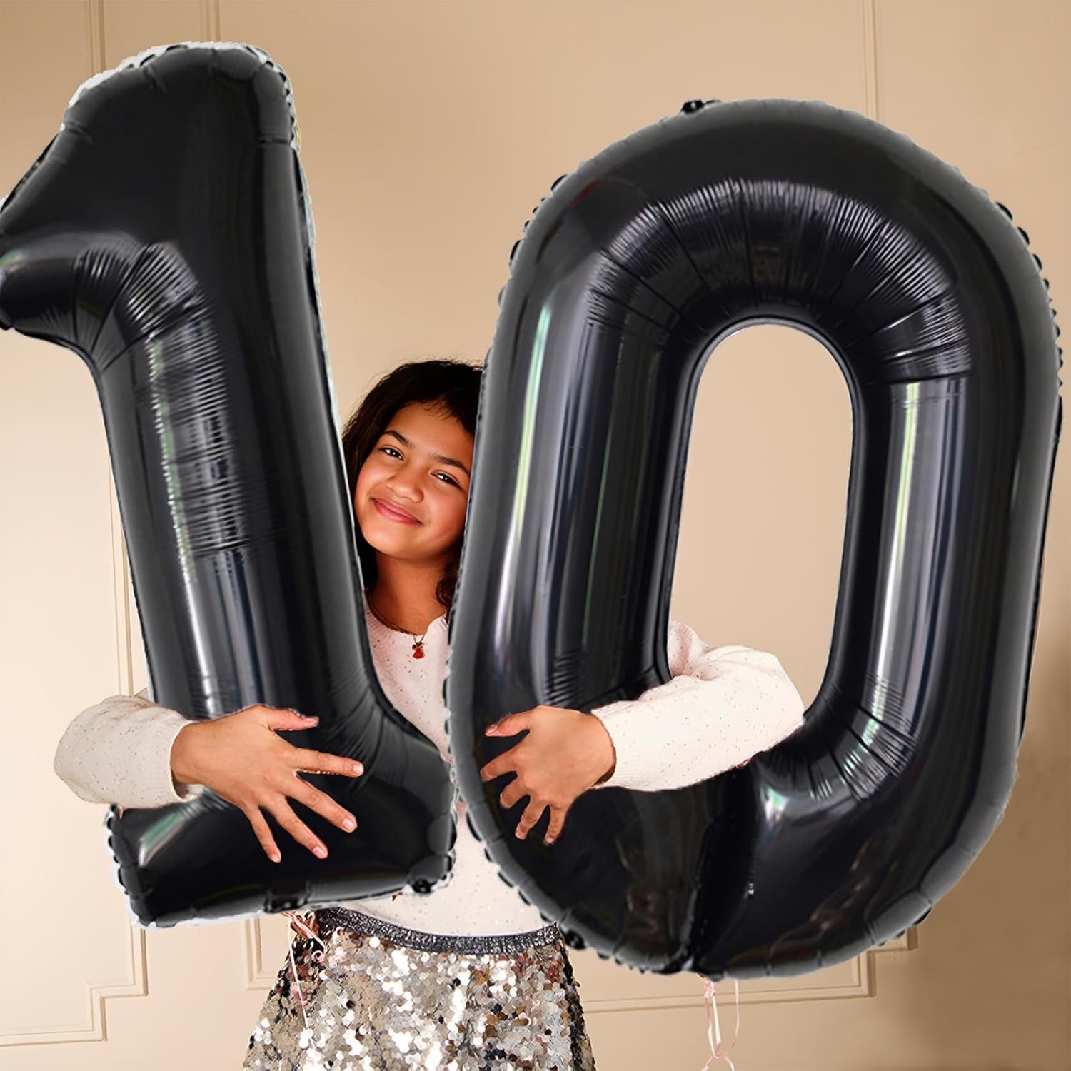 Balon din Folie Metalizata, Klevo, Figurina Cifra, Tema Aniversare 40 cm, Ambalaj Individual, Pai inclus, Umflare cu Aer sau Heliu, Negru, Cifra 0