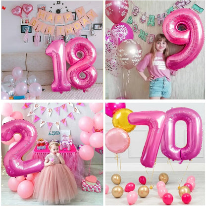 Balon din Folie Metalizata Klevo, Figurina Cifra, Tema Aniversare 80 cm, Ambalaj Individual, Pai inclus, Umflare cu Aer sau Heliu, Roz, Cifra 1