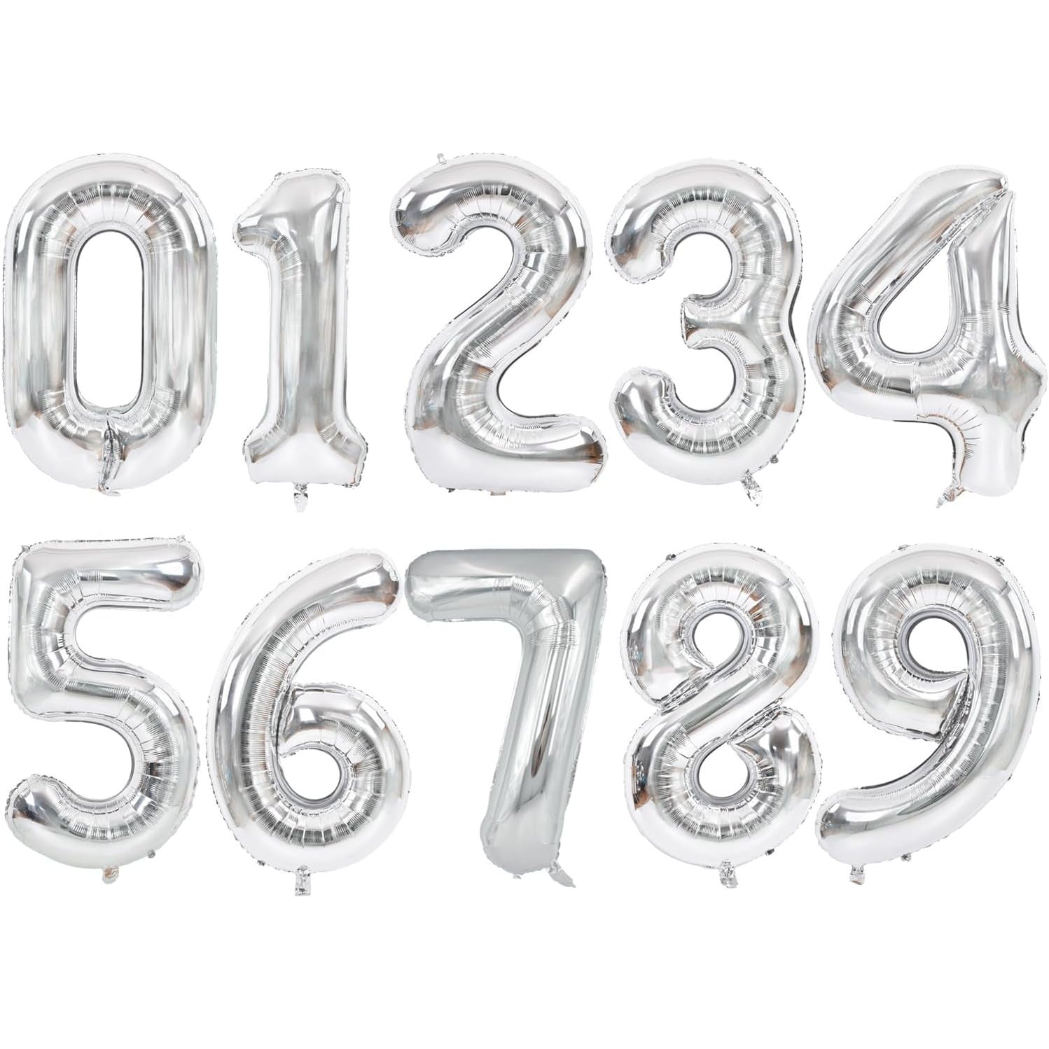 Balon din Folie Metalizata, Klevo, Figurina Cifra, Tema Aniversare 80 cm, Ambalaj Individual, Pai inclus, Umflare cu Aer sau Heliu, Argintiu, Cifra 4