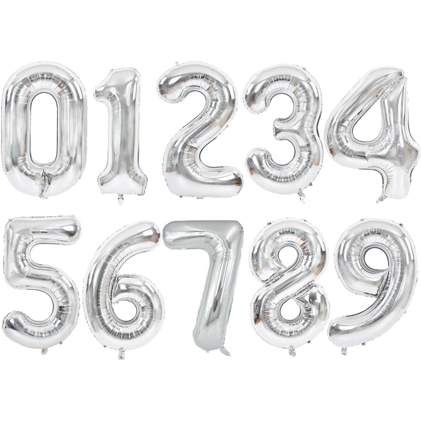 Balon din Folie Metalizata, Klevo, Figurina Cifra, Tema Aniversare 80 cm, Ambalaj Individual, Pai inclus, Umflare cu Aer sau Heliu, Argintiu, Cifra 9