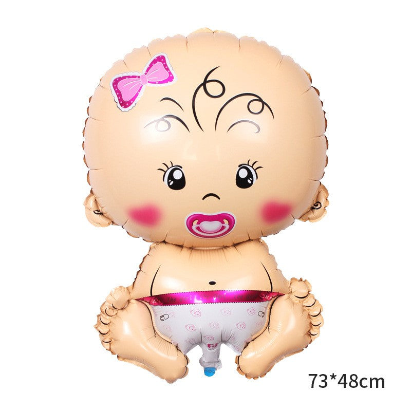 Balon din Folie Metalizata, Klevo, Figurina Fetita, Tema Botez, 73x48 cm,  Ambalaj Individual, Pai Inclus, Umflare cu Aer sau Heliu, Roz