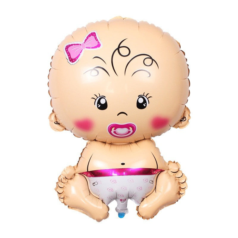 Balon din Folie Metalizata, Klevo, Figurina Fetita, Tema Botez, 73x48 cm,  Ambalaj Individual, Pai Inclus, Umflare cu Aer sau Heliu, Roz