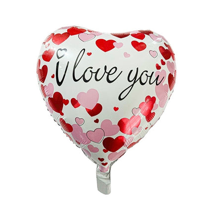 Balon din Folie Metalizata, Klevo, Figurina Inimioara, Model I LOVE YOU, Tematica Iubire, 45 cm, Ambalaj Individual, Pai Inclus, Umflare cu Aer sau Heliu, Rosu