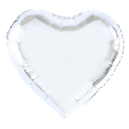 Balon din Folie Metalizata, Klevo, Figurina Inimioara, Model Simplu, Tematica Iubire, 40 cm, Ambalaj Individual, Pai Inclus, Umflare cu Aer sau Heliu, Argintiu