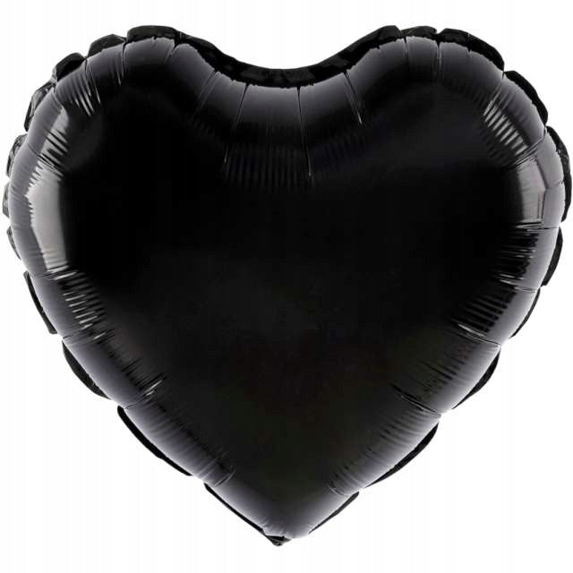 Balon din Folie Metalizata, Klevo, Figurina Inimioara, Model Simplu, Tematica Iubire, 40 cm, Ambalaj Individual, Pai Inclus, Umflare cu Aer sau Heliu, Negru
