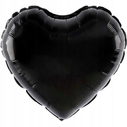 Balon din Folie Metalizata, Klevo, Figurina Inimioara, Model Simplu, Tematica Iubire, 40 cm, Ambalaj Individual, Pai Inclus, Umflare cu Aer sau Heliu, Negru
