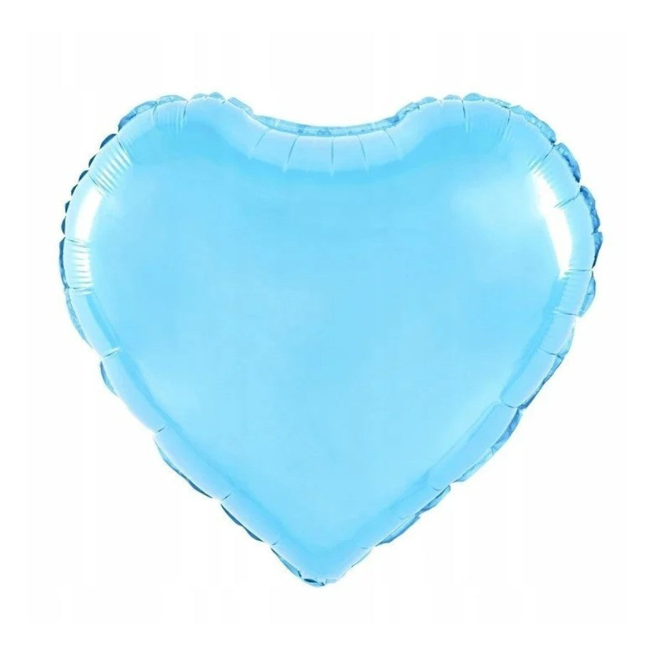 Balon din Folie Metalizata, Klevo, Figurina Inimioara, Model Simplu, Tematica Iubire, 40 cm, Ambalaj Individual, Pai Inclus, Umflare cu Aer sau Heliu, Bleu