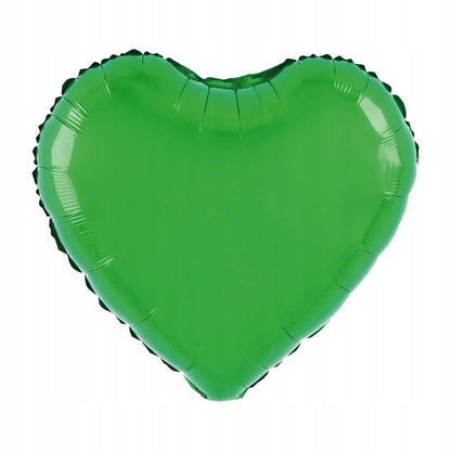 Balon din Folie Metalizata, Klevo, Figurina Inimioara, Model Simplu, Tematica Iubire, 40 cm, Ambalaj Individual, Pai Inclus, Umflare cu Aer sau Heliu, Verde