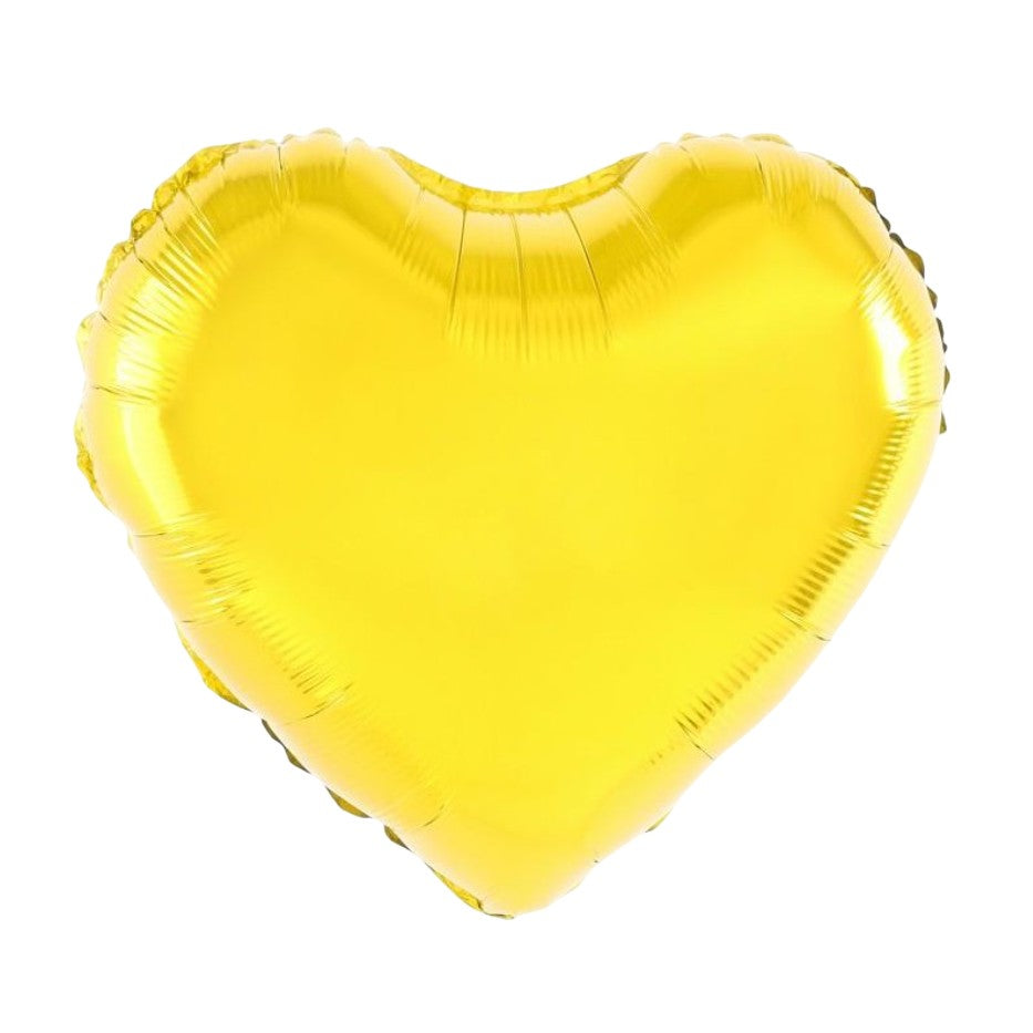 Balon din Folie Metalizata, Klevo, Figurina Inimioara, Model Simplu, Tematica Iubire, 40 cm, Ambalaj Individual, Pai Inclus, Umflare cu Aer sau Heliu, Auriu