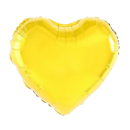 Balon din Folie Metalizata, Klevo, Figurina Inimioara, Model Simplu, Tematica Iubire, 40 cm, Ambalaj Individual, Pai Inclus, Umflare cu Aer sau Heliu, Auriu