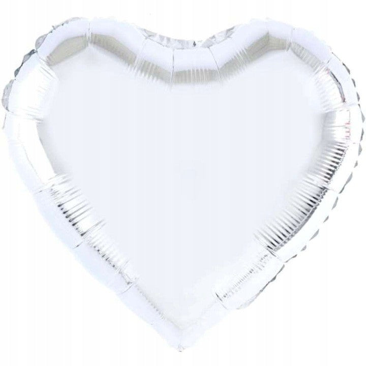 Balon din Folie Metalizata, Klevo, Figurina Inimioara, Model Simplu, Tematica Iubire, 40 cm, Ambalaj Individual, Pai Inclus, Umflare cu Aer sau Heliu, Argintiu