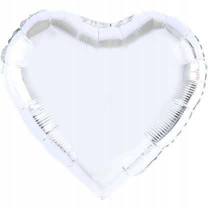 Balon din Folie Metalizata, Klevo, Figurina Inimioara, Model Simplu, Tematica Iubire, 40 cm, Ambalaj Individual, Pai Inclus, Umflare cu Aer sau Heliu, Argintiu