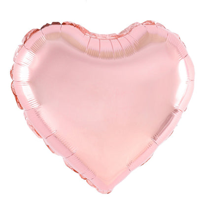 Balon din Folie Metalizata, Klevo, Figurina Inimioara, Model Simplu, Tematica Iubire, 40 cm, Ambalaj Individual, Pai Inclus, Umflare cu Aer sau Heliu, Rose