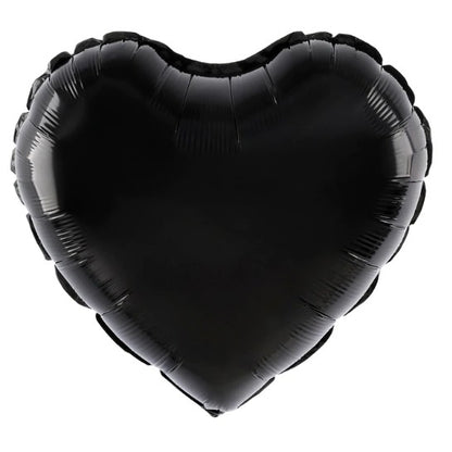 Balon din Folie Metalizata, Klevo, Figurina Inimioara, Model Simplu, Tematica Iubire, 40 cm, Ambalaj Individual, Pai Inclus, Umflare cu Aer sau Heliu, Negru