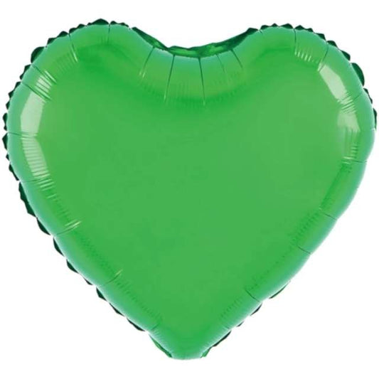 Balon din Folie Metalizata, Klevo, Figurina Inimioara, Model Simplu, Tematica Iubire, 40 cm, Ambalaj Individual, Pai Inclus, Umflare cu Aer sau Heliu, Verde