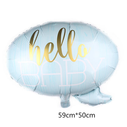 Balon din Folie Metalizata, Klevo, Figurina Norisor, Tema Hello Baby , 59x50 cm, Ambalaj Individual, Pai Inclus, Umflare cu Aer sau Heliu, Albastru