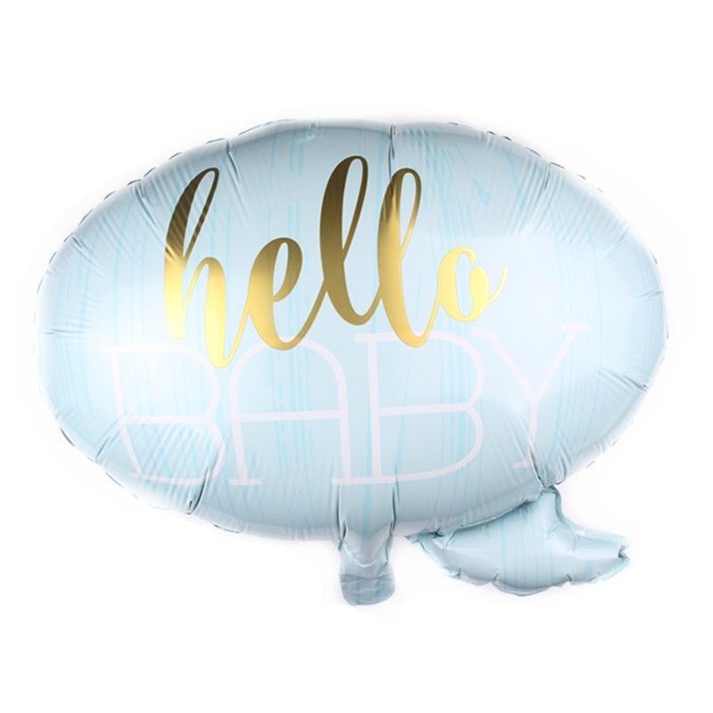 Balon din Folie Metalizata, Klevo, Figurina Norisor, Tema Hello Baby , 59x50 cm, Ambalaj Individual, Pai Inclus, Umflare cu Aer sau Heliu, Albastru