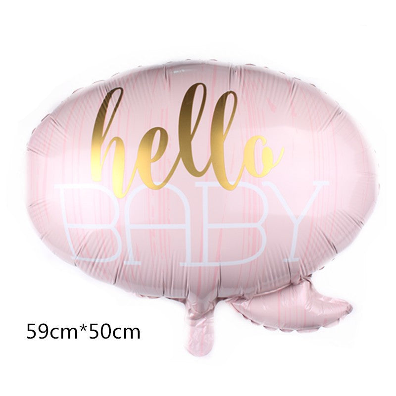 Balon din Folie Metalizata, Klevo, Figurina Norisor, Tema Hello Baby , 59x50 cm, Ambalaj Individual, Pai Inclus, Umflare cu Aer sau Heliu, Roz