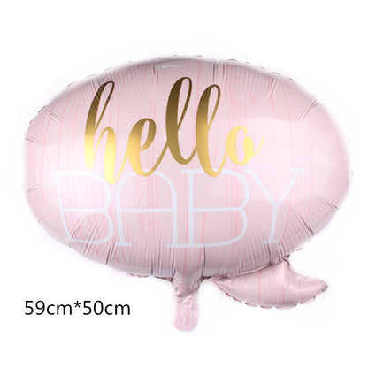 Balon din Folie Metalizata, Klevo, Figurina Norisor, Tema Hello Baby , 59x50 cm, Ambalaj Individual, Pai Inclus, Umflare cu Aer sau Heliu, Roz