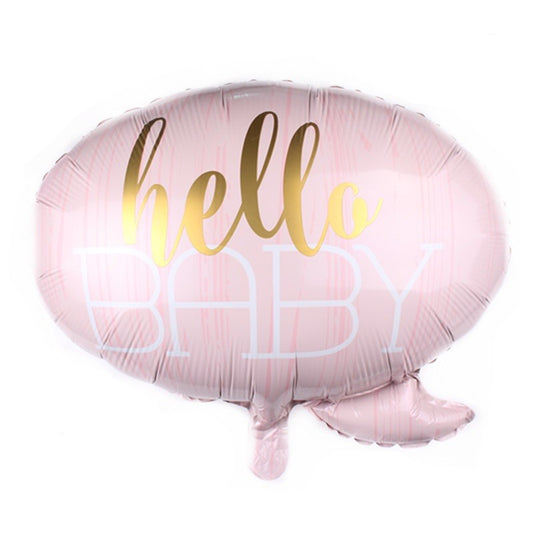 Balon din Folie Metalizata, Klevo, Figurina Norisor, Tema Hello Baby , 59x50 cm, Ambalaj Individual, Pai Inclus, Umflare cu Aer sau Heliu, Roz