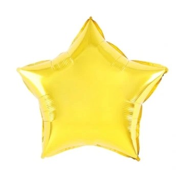 Balon din Folie Metalizata, Klevo, Figurina Stea, Model Simplu, Tematica Aniversare, 40 cm, Ambalaj Individual, Pai Inclus, Umflare cu Aer sau Heliu, Auriu