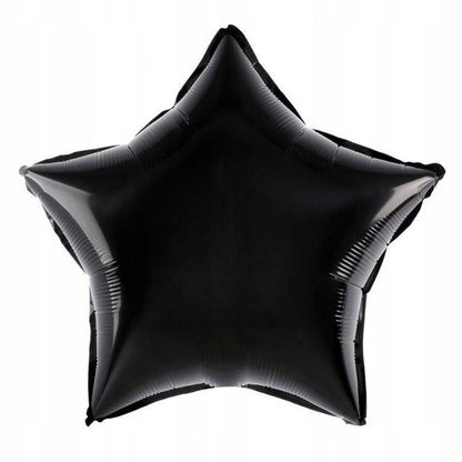 Balon din Folie Metalizata, Klevo, Figurina Stea, Model Simplu, Tematica Aniversare, 40 cm, Ambalaj Individual, Pai Inclus, Umflare cu Aer sau Heliu, Negru
