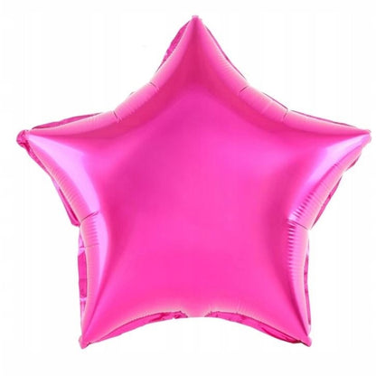 Balon din Folie Metalizata, Klevo, Figurina Stea, Model Simplu, Tematica Aniversare, 40 cm, Ambalaj Individual, Pai Inclus, Umflare cu Aer sau Heliu, Roz