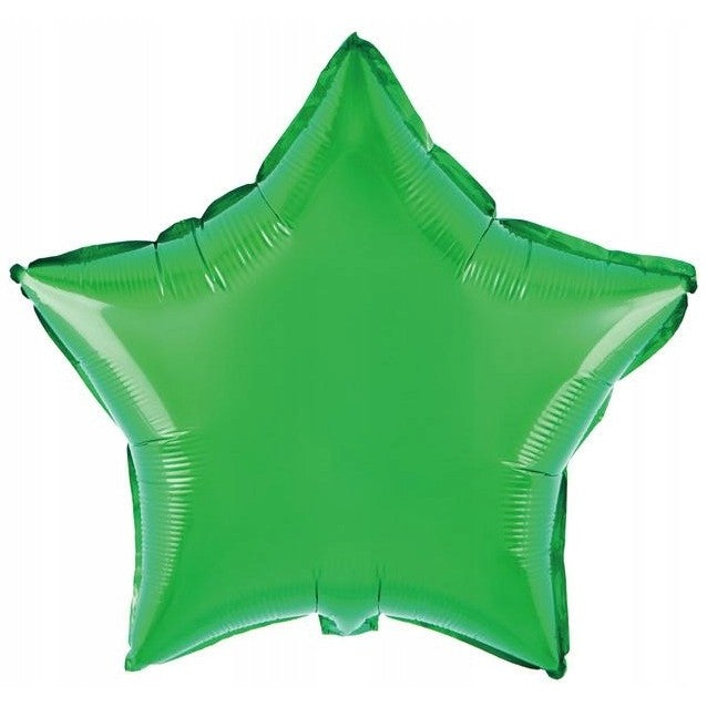 Balon din Folie Metalizata, Klevo, Figurina Stea, Model Simplu, Tematica Aniversare, 40 cm, Ambalaj Individual, Pai Inclus, Umflare cu Aer sau Heliu, Verde