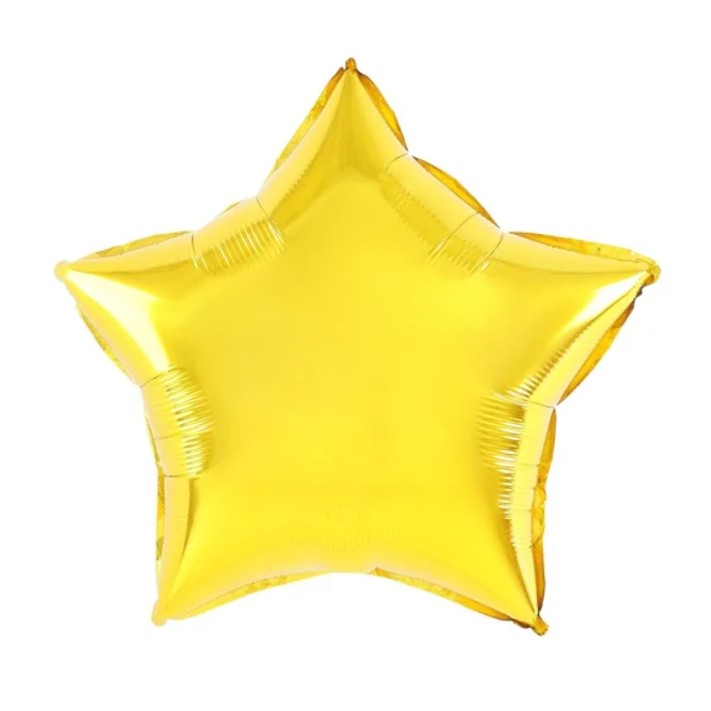 Balon din Folie Metalizata, Klevo, Figurina Stea, Model Simplu, Tematica Aniversare, 40 cm, Ambalaj Individual, Pai Inclus, Umflare cu Aer sau Heliu, Auriu