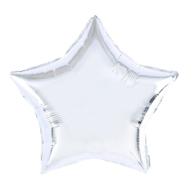 Balon din Folie Metalizata, Klevo, Figurina Stea, Model Simplu, Tematica Aniversare, 40 cm, Ambalaj Individual, Pai Inclus, Umflare cu Aer sau Heliu, Argintiu