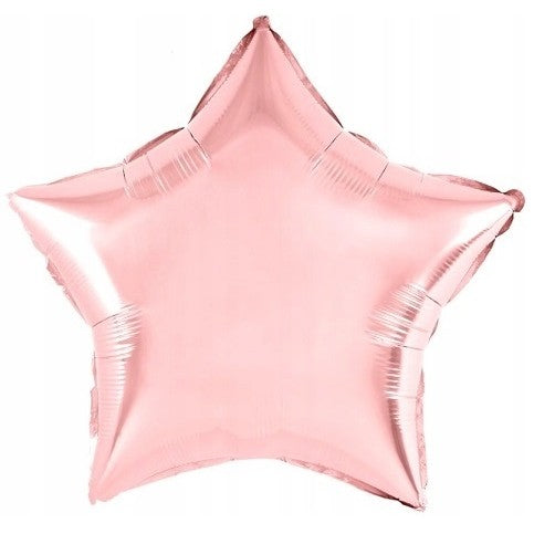 Balon din Folie Metalizata, Klevo, Figurina Stea, Model Simplu, Tematica Aniversare, 40 cm, Ambalaj Individual, Pai Inclus, Umflare cu Aer sau Heliu, Rose