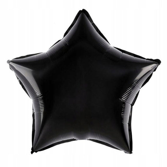 Balon din Folie Metalizata, Klevo, Figurina Stea, Model Simplu, Tematica Aniversare, 40 cm, Ambalaj Individual, Pai Inclus, Umflare cu Aer sau Heliu, Negru
