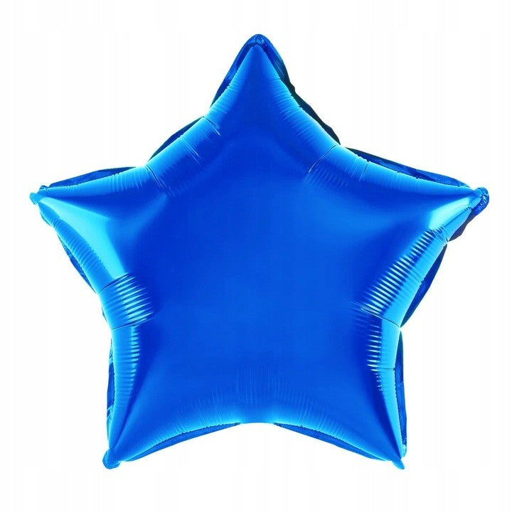 Balon din Folie Metalizata, Klevo, Figurina Stea, Model Simplu, Tematica Aniversare, 40 cm, Ambalaj Individual, Pai Inclus, Umflare cu Aer sau Heliu, Albastru