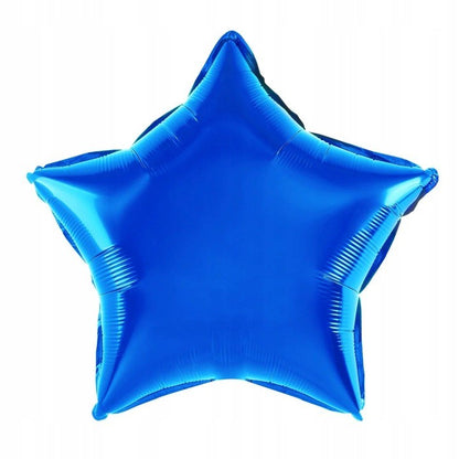 Balon din Folie Metalizata, Klevo, Figurina Stea, Model Simplu, Tematica Aniversare, 40 cm, Ambalaj Individual, Pai Inclus, Umflare cu Aer sau Heliu, Albastru