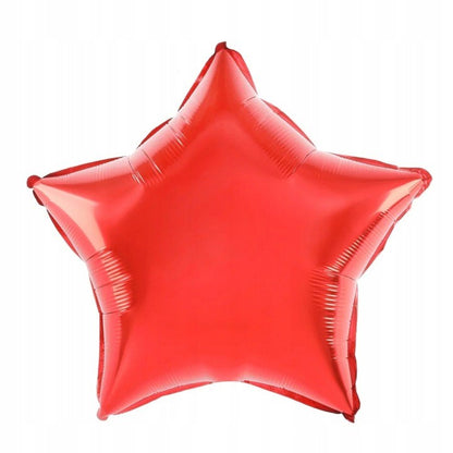 Balon din Folie Metalizata, Klevo, Figurina Stea, Model Simplu, Tematica Aniversare, 40 cm, Ambalaj Individual, Pai Inclus, Umflare cu Aer sau Heliu, Rosu