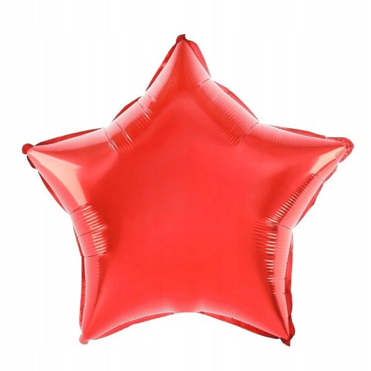 Balon din Folie Metalizata, Klevo, Figurina Stea, Model Simplu, Tematica Aniversare, 40 cm, Ambalaj Individual, Pai Inclus, Umflare cu Aer sau Heliu, Rosu