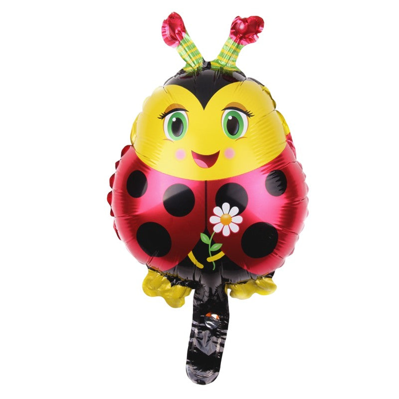 Balon din Folie Metalizata, Klevo, Figurina Buburuza, Tema Animalute, 30 cm, Ambalaj Individual, Pai Inclus, Umflare cu Aer sau Heliu, Albastru