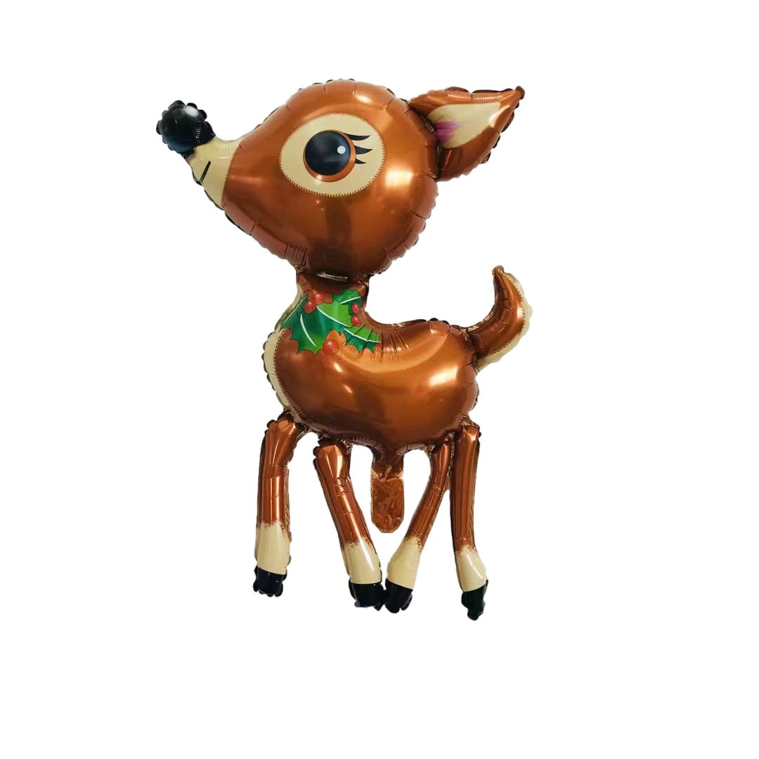 Balon din Folie Metalizata, Klevo, Figurina Caprioara, Tema Animalute, 75-80 cm, Ambalaj Individual, Pai Inclus, Umflare cu Aer sau Heliu, Maro