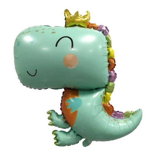 Balon din Folie Metalizata, Klevo, Figurina Dinozaur, Tema Animalute, 75-80 cm, Ambalaj Individual, Pai Inclus, Umflare cu Aer sau Heliu, Verde