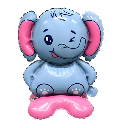 Balon din Folie Metalizata, Klevo, Figurine Animăluțe, Model Elefant, 43x58cm, Ambalaj Individual, Pai Inclus, Umflare cu Aer sau Heliu, Multicolor