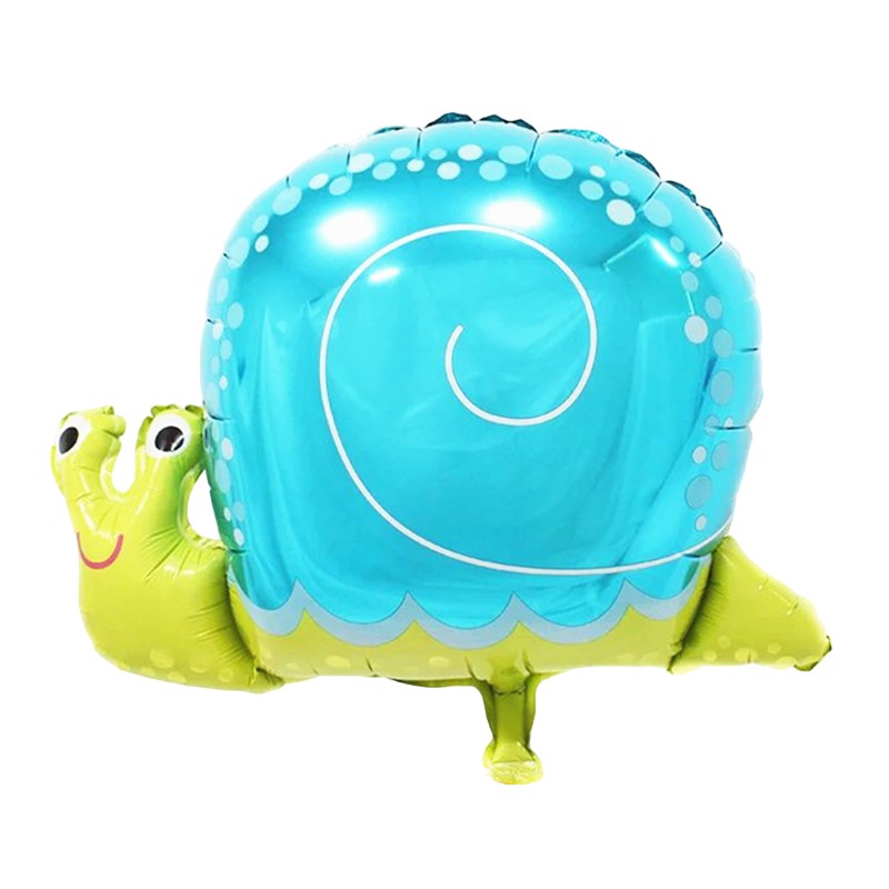 Balon din Folie Metalizata, Klevo, Figurina Melc, Tema Animalute, 30 cm, Ambalaj Individual, Pai Inclus, Umflare cu Aer sau Heliu, Albastru