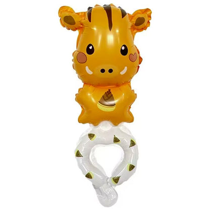Balon din Folie Metalizata, Klevo, Figurine Animalute, Tip Bratara, Model Mistret, Ambalaj Individual, Pai Inclus, Umflare cu Aer sau Heliu, Portocaliu