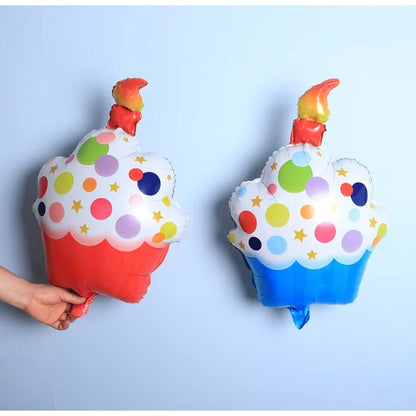 Balon din Folie Metalizata, Klevo, Figurine Dulciuri, Model 2, Tematica Prajitura Aniversara, 68x44 cm, Ambalaj Individual, Pai Inclus, Umflare cu Aer sau Heliu, Multicolor