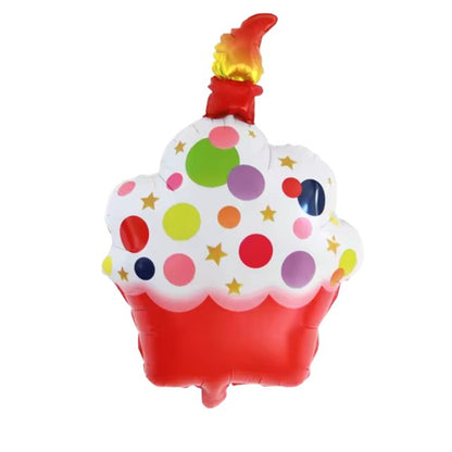 Balon din Folie Metalizata, Klevo, Figurine Dulciuri, Model 2, Tematica Prajitura Aniversara, 68x44 cm, Ambalaj Individual, Pai Inclus, Umflare cu Aer sau Heliu, Multicolor