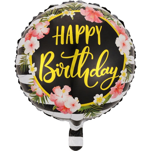 Balon din Folie Metalizata, Klevo, Figurine, Model 4, Happy Birthday, Tematica Aniversare, 45 cm, Ambalaj Individual, Pai Inclus, Umflare cu Aer sau Heliu, Multicolor