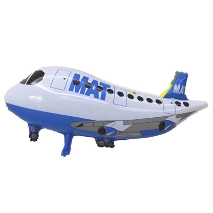 Balon din Folie Metalizata, Klevo, Figurina Avion, Tema Aeronava, 44x82.5 cm, Ambalaj Individual, Pai Inclus, Umflare cu Aer sau Heliu, Alb