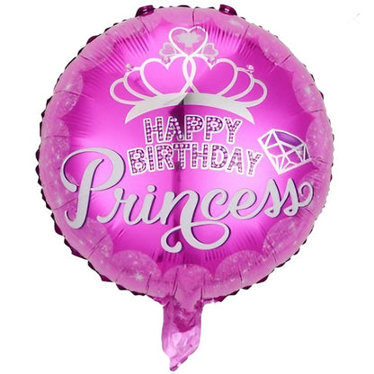 Balon din Folie Metalizata, Klevo, Figurine, Model Princess, Happy Birthday, Tematica Aniversare, 45 cm, Ambalaj Individual, Pai Inclus, Umflare cu Aer sau Heliu, Multicolor