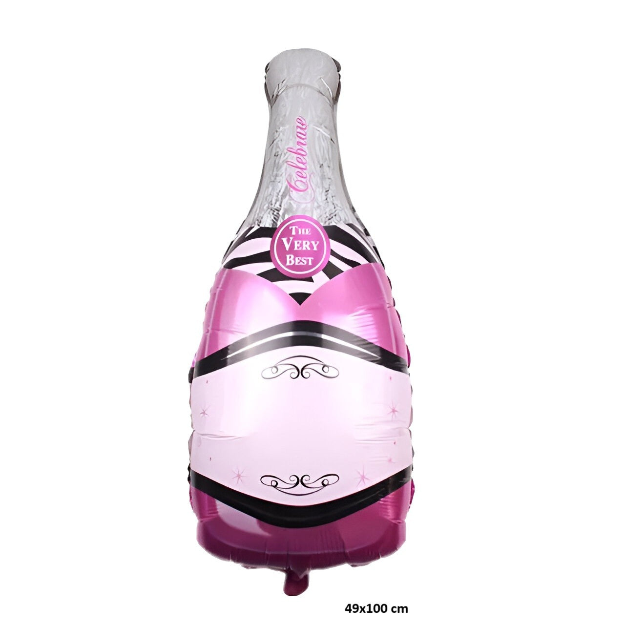 Balon din Folie Metalizata, Klevo, Figurine, Model Sticla de Sampanie, 49x100 cm, Ambalaj Individual, Pai Inclus, Umflare cu Aer sau Heliu, Mov