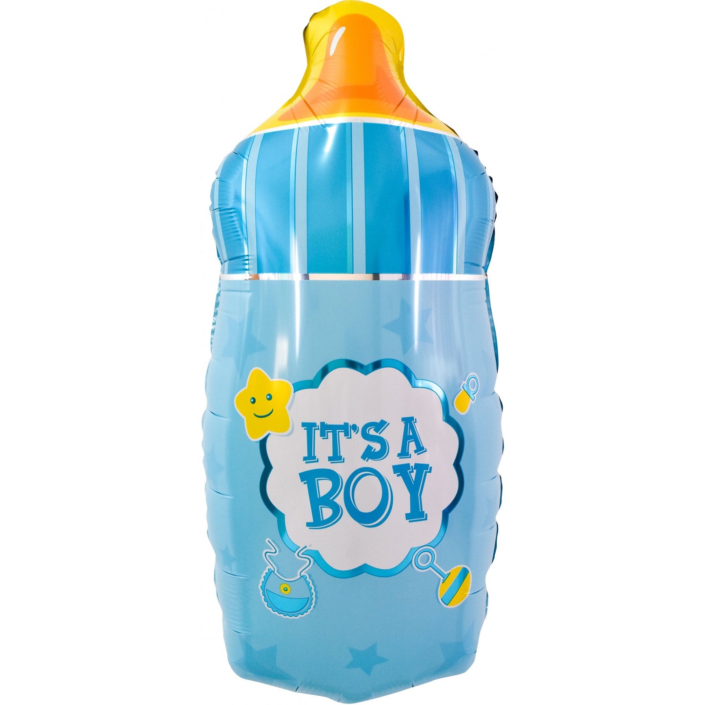 Balon din Folie Metalizata, Klevo, Mini Figurina Biberon, Model It's a Boy, Tematica Gender Reveal, 44x20 cm, Ambalaj Individual, Pai Inclus, Umflare cu Aer sau Heliu, Albastru
